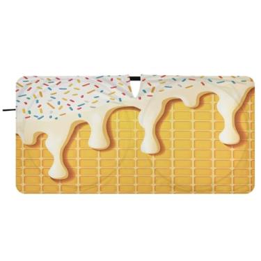 Imagem de Blueangle Protetor solar para para-brisa em cone de sorvete - 149.9 cm x 76.2 cm dobrável carro janela frontal blocos para-sol raios UV viseira de sol (656)