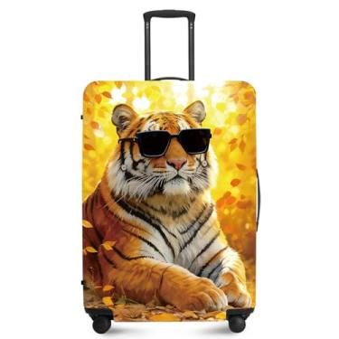 Imagem de ANNA QUEEN Capa de bagagem de viagem, capa protetora de mala de viagem elástica e antiarranhões, lavável e durável protege contra arranhões, sujeira e danos, Tigre legal, XL(fits 32-34Inch suitcase