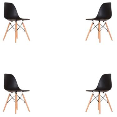 Imagem de KIT com 4 Cadeiras Modelo - Para Mesa de Jantar & Sala, Confortável & Durável (Cadeira Preta)
