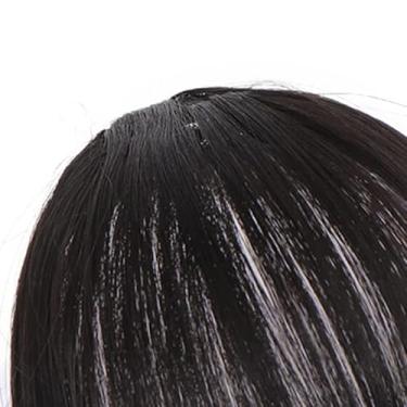 Imagem de Yinhing Extensões de Cabelo Com Franjas de Fibra de Alta Temperatura Femininas Prendem Em Apliques de Franja Com Têmporas Elegantes para Maquiagens Elegantes e Penteados Versáteis (Preto)