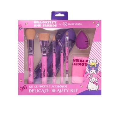 Imagem de Klass Vough Hello Kitty Delicate Beauty, Kit de Pincéis Profissionais, Cerdas Sintéticas, 8 Peças com Necessaire, para Maquiagem Completa