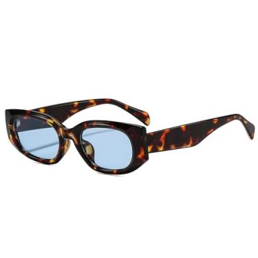 Imagem de Óculos de Sol Olho de Gato Feminino UV400 Masculino Estampa Leopardo Azul para Esportes ao Ar Livre, Corrida e Ciclismo, Azul Leopardo