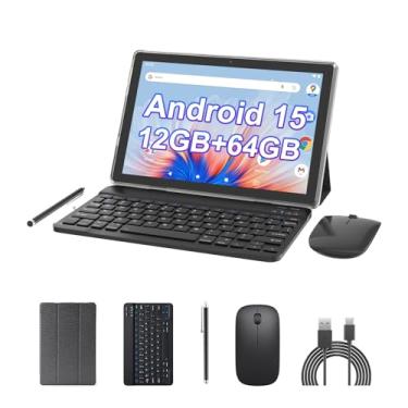 Imagem de Tablet Android 15 de 10 polegadas, tablets 2 em 1 com capa de teclado, mouse Stylus, 10 GB de RAM, 64 GB de ROM, expansão de 1 TB, processador quad-core, tablet PC, 5G WiFi6, BT5.0, 6000mAh, tela IPS