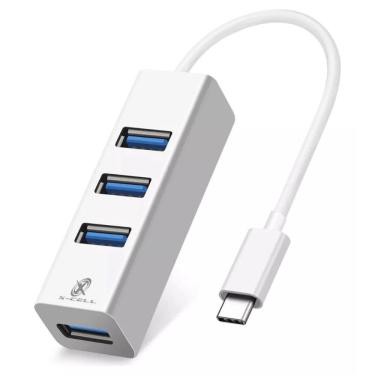 Imagem de Hub Usb Tipo C Com 4 Portas Usb 3.0 Cor Branco Xc-Hub-10