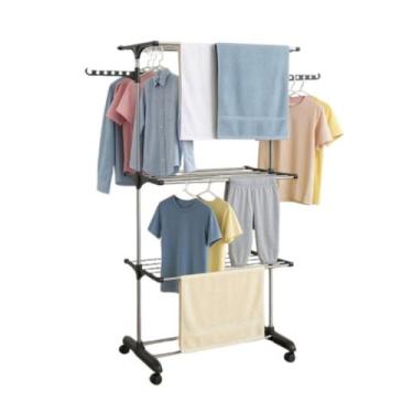 Imagem de Varal de Chão 3 Andares Dobrável com Rodinhas - GLOBALMIX