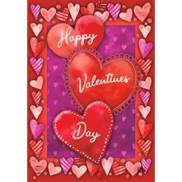 Imagem de Briarwood Lane Bandeira de jardim trio de coração dos namorados amor dia dos namorados 31,7 x 45,7 cm