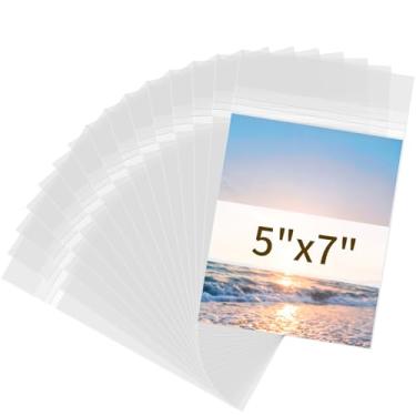 Imagem de Svaldo Pacote com 50 capas para fotos 12,5 x 17 cm, sem ácido, 1,57 mm (lado único), sacos de celofane 12 x 17 cm, capas autoadesivas de plástico transparente para papel fotográfico cartolina