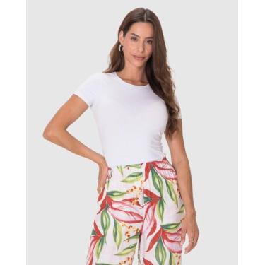 Imagem de Blusa Básica Feminina Decote Redondo Em Algodão - Malwee, Branco, P