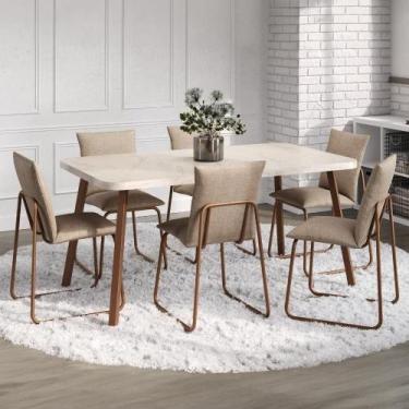 Imagem de Conjunto Jantar Carraro 6 Cadeiras Di Nettuno Petra e Rosê - MÓVEIS CA