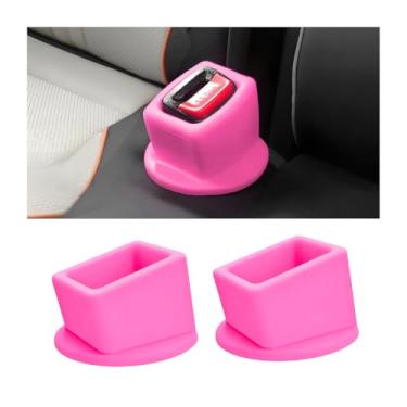 Imagem de Sandfren Suporte de fivela de cinto de segurança de carro, 2 peças de silicone para facilitar o acesso, suporte de cinto de segurança automotivo para fixar o suporte do receptáculo na vertical