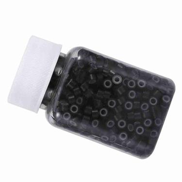 Imagem de Generic Anéis de Extensão de Cabelo de Silicone 5 Cores 1000 PCS / Garrafa 5 MM Loops Beads Ferramentas para Cabelo Humano, Seguro e Confortável, Prático para Uso Profissional Em Salão de Beleza (Preto)
