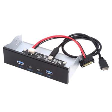 Imagem de ChenYang Cabeçalho de painel frontal USB 3.1 tipo E de 4 portas para 2 adaptador multiplicador de porta de hub USB 3.0 e 2 USB C com cabo de alimentação SATA para painel de compartimento de unidade