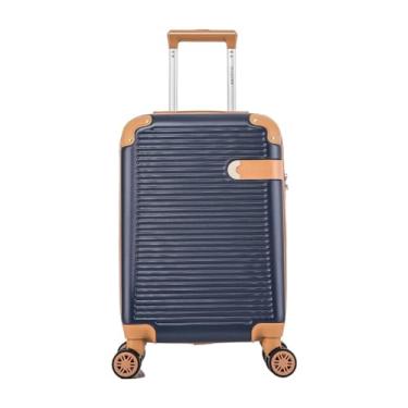 Imagem de Santino Mala de Bordo Rígida - Textura Canelada Distinta, Rodas Duplas Silenciosas 360°, Cadeado com Combinação Numérica | Leveza e Segurança Aprimoradas para Viagens(Azul Marinho, Pequeno)