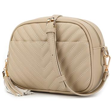 Imagem de lola mae Bolsa tiracolo acolchoada, bolsa de ombro leve média com zíper e borla, Nude Lm706v, Medium