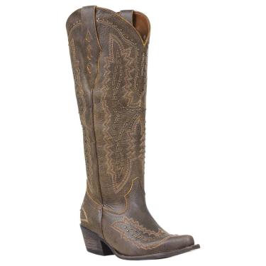 Imagem de Bota Texana Feminina Bico Fico Marrom Cow Way 38123