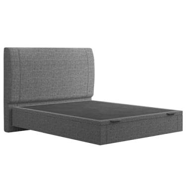 Imagem de Cama Casal Baú Flutuante Com Cabeceira 140cm Spazio S04 Linho Cinza - Lyam Decor