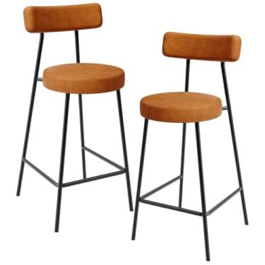 Imagem de Kit 02 Banquetas Baixa Para Cozinha Sala De Jantar Bar Bancada Milão L02 Couríssimo Canela - Lyam Decor