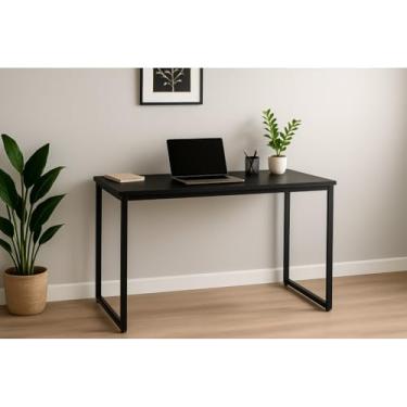 Imagem de Mesa de Trabalho Industrial 90cm Cabe em Espaços Pequenos Para Apartamento, Escritório Ideal para Inquilinos e Profissionais(Preto,Mesa Completa)