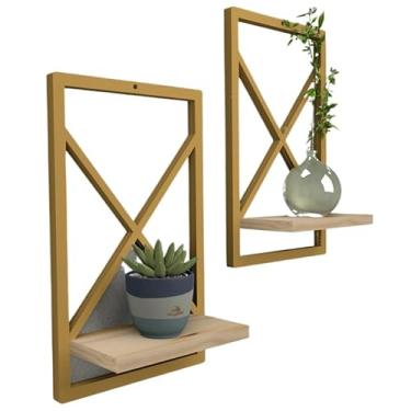 Imagem de Prateleira de Parede Estilo Industrial 23x37cm Versátil para Sala, Quarto, Cozinha, Banheiro Ideal para Moradores de Apartamento e Amantes de Decoração(2,DOURADO)