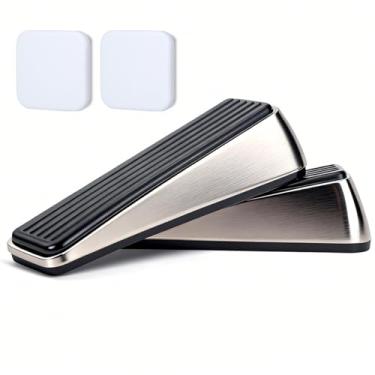 Imagem de Weelott Pacote com 2 batentes de porta, batente de porta de liga de zinco com base de borracha antiderrapante, cunha de porta resistente para parte inferior da porta, suporte de porta para manter