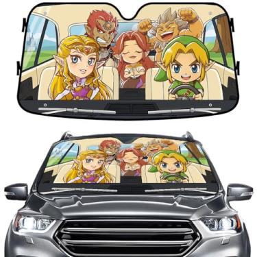 Imagem de GENANY Protetor solar de para-brisa de videogame para carro, SUV e caminhão (139 x 76 cm), viseira frontal para janelas, blocos protetores UV