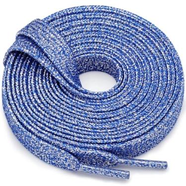 Imagem de WEGOODZF Cadarços planos com glitter: cadarços metálicos brilhantes para tênis - 2 pares, 28 Azul royal, 43 inch (110CM)