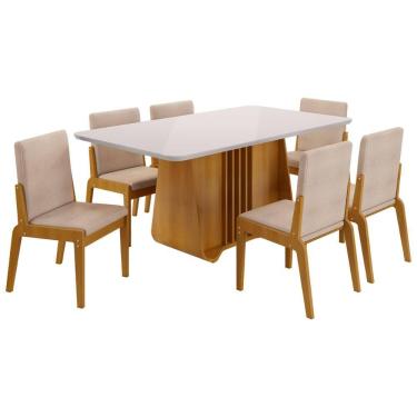 Imagem de Kit Mesa de Jantar Harpa com 6 Cadeiras Sinfonia em Linho