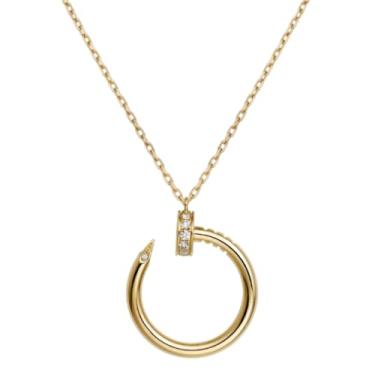 Imagem de Necirhuk Colar de casal banhado a ouro 18 K, design elegante, presente de joia de dia dos namorados, elegante colar de unha de ouro para mulheres, corpo do pai, 45CM, Latão banhado a ouro, Zircônia