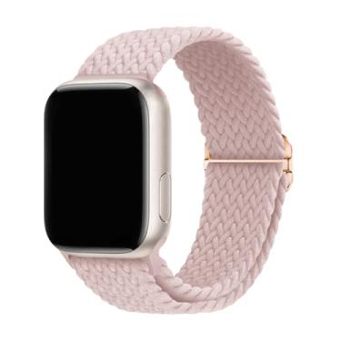 Imagem de Pulseira trançada elástica de nylon esportiva compatível com Apple Watch 49 mm, 46 mm, 45 mm, 44 mm, 42 mm, 41 mm, 40 mm e 38 mm para séries 11/10/9/8/7/6/5/4/3/SE/Ultra, 2 homens e mulheres (areia