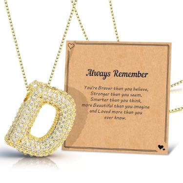 Imagem de Colar com letra de bolha, balões de ouro, corrente banhada a ouro, delicada, pingente de pingente de letra fofa, presente para meninas adolescentes, coisas modernas, Metal, Sem Pedra Preciosa