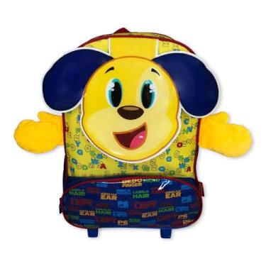 Imagem de Mochila Infantil Escolar com Rodinhas, Amarela, Design de Cachorro
