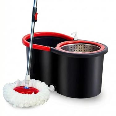 Imagem de Mop Giratorio Com cabo de 140 cm Cesto Em Inox - Balde Centrífuga - C/2 Refil