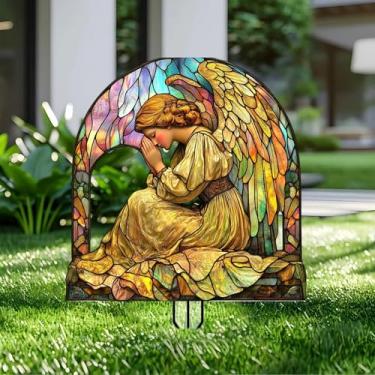 Imagem de Estacas de jardim de fadas de anjo decoração de jardim acrílico - decoração de placa de acrílico de jardim 2D, arte de quintal de fantasia, presente para amantes da natureza, para vasos de flores