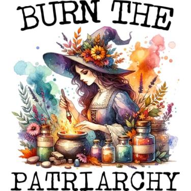 Imagem de Pacote de adesivos Burn the Patriarchy – 3 adesivos de vinil à prova d'água com acabamento holográfico – Decalque de bruxa feminista para Kindle, laptop, garrafa de água, caldeirão de pote de feitiços
