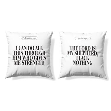 Imagem de GTYNU Conjunto de 2 capas de almofada cristãs minimalistas, 45 x 45, presentes cristãos para mulheres, decoração estética verde e preta para dormitório, quarto, escritório, igreja, sala de oração