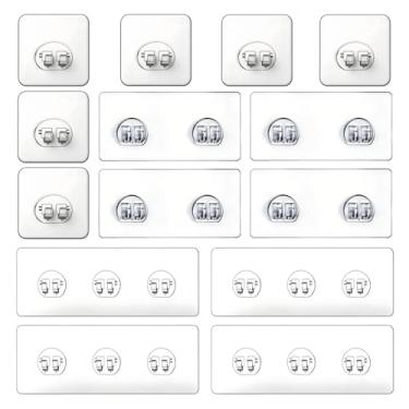 Imagem de Neecio Pacote com 14 adesivos de substituição para suporte de chuveiro, ganchos adesivos resistentes à prova d'água, sem perfuração para cesta de canto de prateleira, prateleiras de armazenamento de