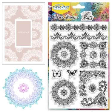 Imagem de 1 folha de carimbos transparentes de plástico PVC, carimbo de silicone padrão de moldura, carimbo de borracha transparente de silicone redondo e quadrado para fazer álbuns de fotos faça você mesmo, 21