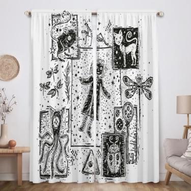 Imagem de Funnytree Cortinas de janela misteriosas para meninas, botões, princesas, quarto, decoração de quarto de casa, tecido durável, lavável na máquina, 208 x 213 cm, SC00215-013