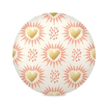 Imagem de Wassud Jogo americano com corações dourados tapetes de mesa redondos para cozinha e jantar tapetes laváveis resistentes ao calor decoração de mesa 39 cm