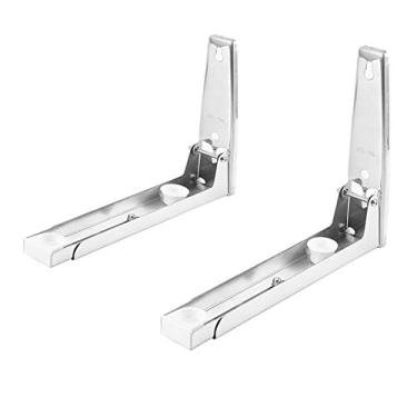 Imagem de aqxreight Suporte Ajustável de Aço Inoxidável para Micro-ondas Design Retrátil Suporte para Micro-ondas que Economiza Espaço Base Forte Superfície Galvanizada de Montagem Em