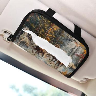 Imagem de SEHANY Suporte de lenços de carro Majestic Horse, caixa de lenços para carro, viseira solar, porta-guardanapos retangular, dispensador de máscara de carro, caixa de lenços de papel para automóveis