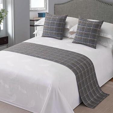 Imagem de HSTANGKY Lençol de Cama de Hotel Camas de Cama Minimalista Luxo Pedal Lenço Resistente à Cor Protetor de Cama Moderno Decorativo Colchas para Cama Twin Queen King Size - Cinza|50 x 260 cm para Cama de