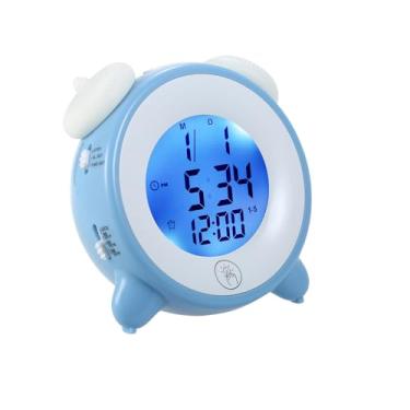 Imagem de Relógio Despertador de Sono para Crianças com 7 Cores Mudar Multifuncional Recarregável Adultos Quartos Luz Noturna Data Alarme Função Fundo