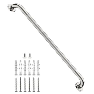 Imagem de Barra antiderrapante para chuveiro de 91 cm, barra de apoio Munzong para banheiros, barra de equilíbrio serrilhada de níquel escovado, suporte de trilho de mão de segurança, alça de banho para idosos