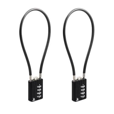 Imagem de RESET -201 (pacote com 2) Cadeado de combinação de 4 dígitos com cabo flexível de 30 cm, trava longa, trava de cabo para lixeira, armário, bagagem, mala, arma, pistolas, capacete, 5 mm de diâmetro