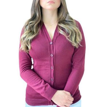 Imagem de Casaco Feminino Aberto Inverno Blusa De Frio Moda - Calu Tricot, Vinho