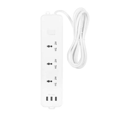 Imagem de Regua de Tomadas Multiplas com Fio 2 Metros 3 e Portas USB para Casa Escritório Hotel PP Premium Retardante à Chamas Desempenho Estável Design Uso Ver