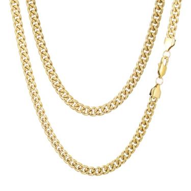 Imagem de Colar de corrente de elos cubanos para homens e mulheres, banhado a ouro, prata, preto, aço inoxidável, grosso, colar hip hop, 3 mm/4 mm/5 mm/6 mm/7 mm/8 mm de largura, 45 a 66 cm, joias duráveis