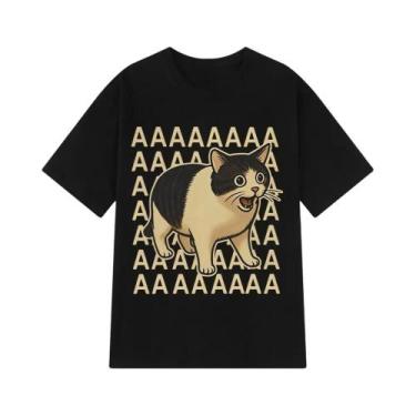 Imagem de Camiseta Casual Com Estampa De Meme De Gato Triste Para Mulheres E Hom