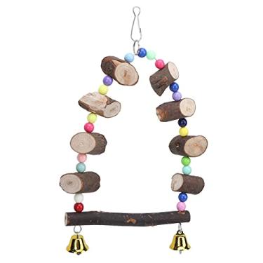 Imagem de Ainoli papagaio balanço brinquedo de madeira papagaio suspensão ponte balanço para pequenos médios periquitos pássaros (Médio: Aprox.17,6x16,2x10cm / 6,93x6,38x3,94 pol.)